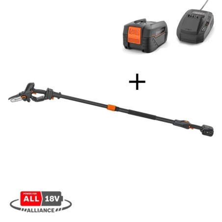 Scie de jardin sur perche Aspire Husqvarna PE5-P4A | Pack avec batterie B70 et chargeur ( 970621404 )