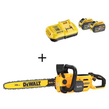 Tronçonneuse à batterie Dewalt 54V, guide de 45 cm | Pack de démarrage