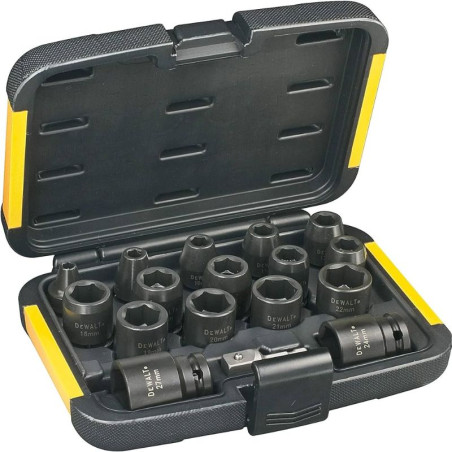 Coffret Dewalt 16 douilles à chocs, pour visseuse/perceuse