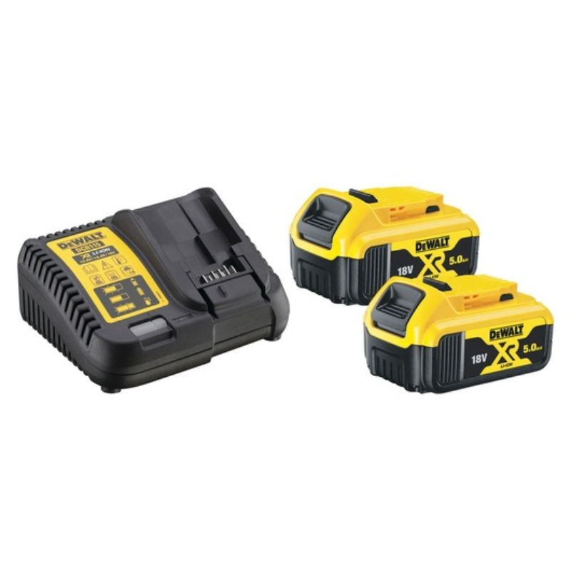 Pack 2 batteries DEWALT XR 18V 5Ah Li-Ion et chargeur