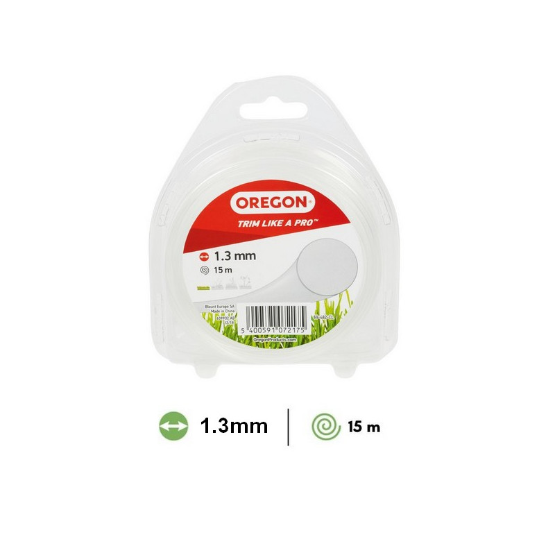 Fil rond clair débroussailleuse Oregon 1,3 mm X 15m