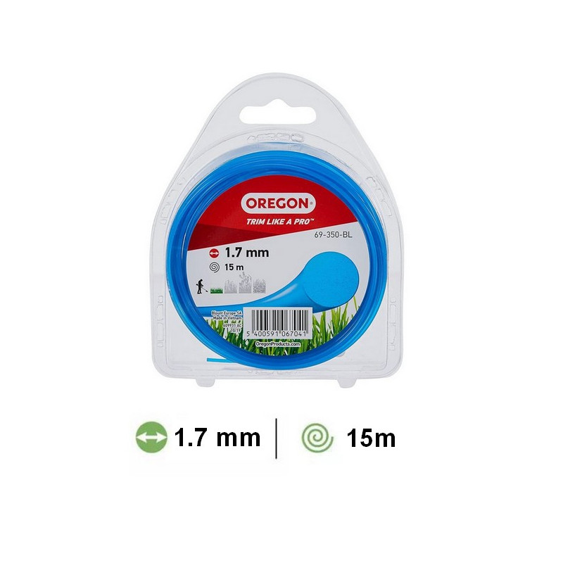 Fil rond bleu débroussailleuse Oregon 1,7 mm X 15m