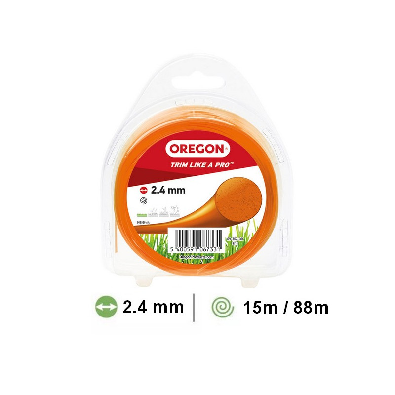 Fil rond orange débroussailleuse Oregon 2.4 mm