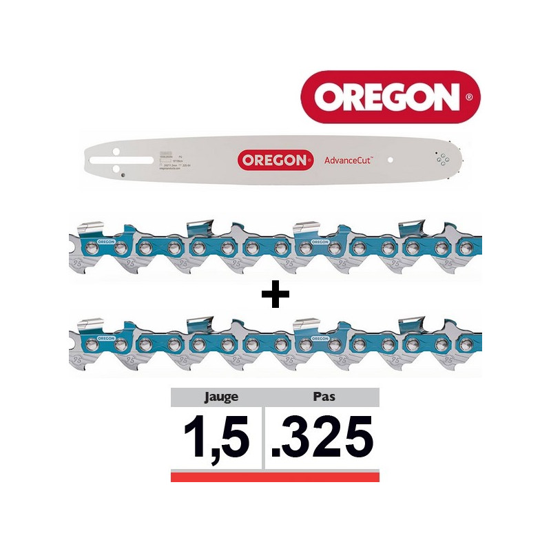 Pack 1 guide + 2 chaînes tronçonneuse Oregon 325 058