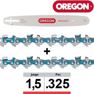 Pack guide 33cm + 2 chaines tronçonneuse Oregon PXBD025