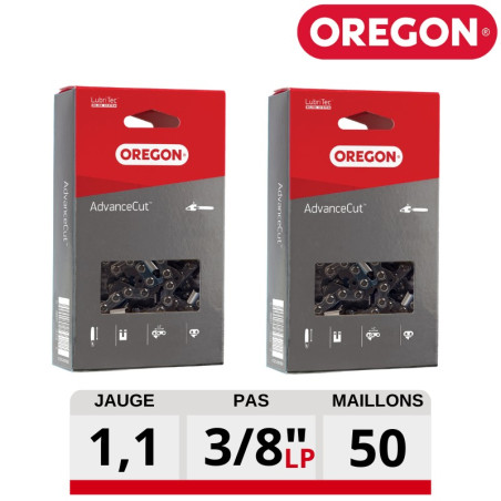 Kit 2 chaines tronçonneuse Oregon advanceCut 50 dents