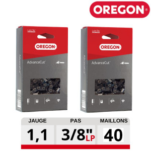 Kit 2 chaines tronçonneuse Oregon advanceCut 40 dents