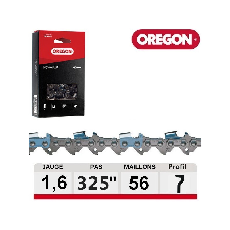 Chaine tronçonneuse carrée PowerCut 56 dents Oregon 22LPX pour AEG / STIHL