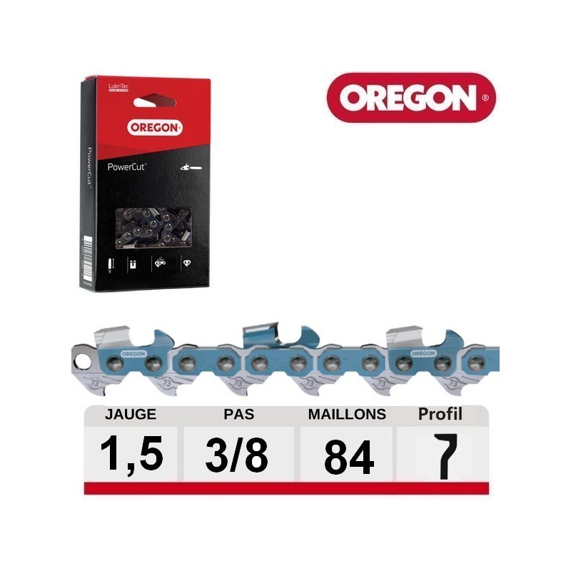 Chaine tronçonneuse carrée PowerCut Oregon 73EXL 3/8 058 84 dents