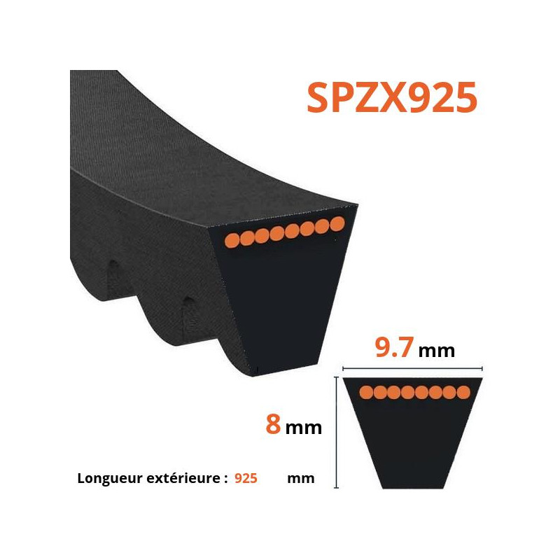 Courroie crantée trapézoïdale SPZX925